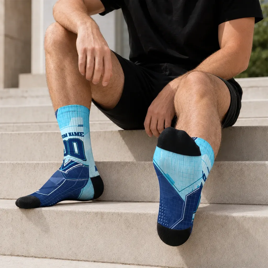 Villanova Wildcats Socks Customized Geometric Tech Navy Latest Model Villanova Wildcats Socks Customized Geometric Tech Navy Latest Model