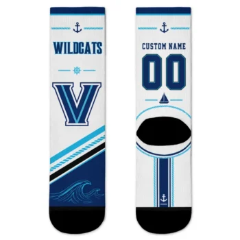 Villanova Wildcats Socks Customized Nautical Icons Navy White Best Selling