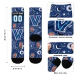 Villanova Wildcats Socks Customized Scattered Icons Navy Best Selling