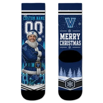 Villanova Wildcats Socks Customized Snowy Scene Navy White Best Selling