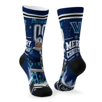 Villanova Wildcats Socks Customized Snowy Scene Navy White Fashion Forward