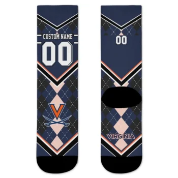 Virginia Cavaliers Socks Personalized Argyle Pattern Blue Best Selling