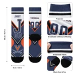 Virginia Cavaliers Socks Personalized Arrow Blocks Blue Best Selling
