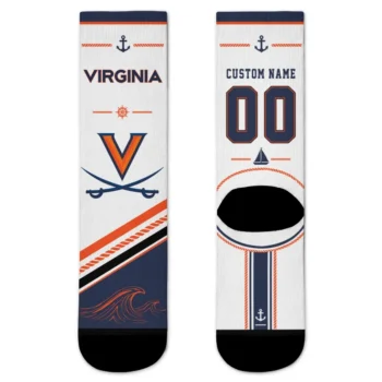 Virginia Cavaliers Socks Personalized Nautical Icons Blue White Best Selling