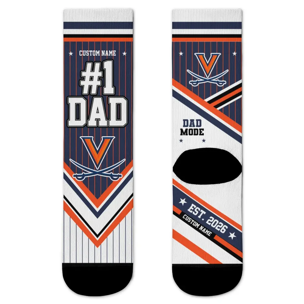 Virginia Cavaliers Socks Personalized Pinstripe Chevron Blue White Best Selling Virginia Cavaliers Socks Personalized Pinstripe Chevron Blue White Best Selling