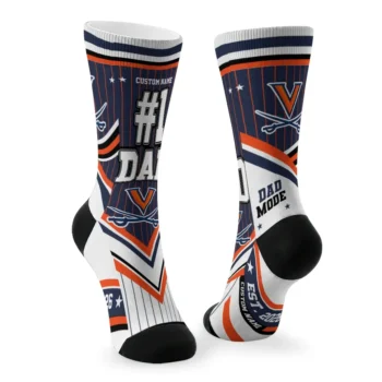 Virginia Cavaliers Socks Personalized Pinstripe Chevron Blue White Fashion Forward