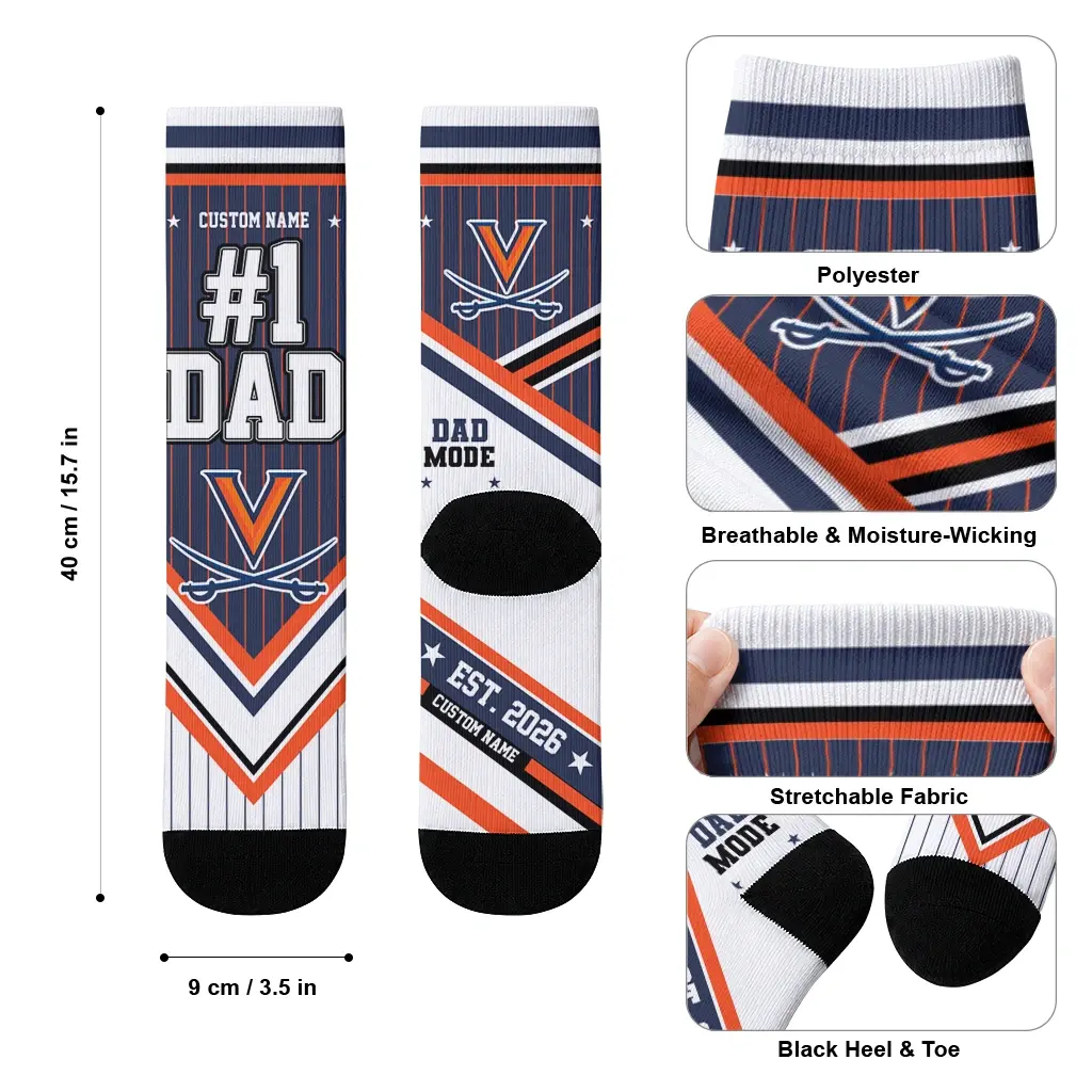 Virginia Cavaliers Socks Personalized Pinstripe Chevron Blue White High Quality Virginia Cavaliers Socks Personalized Pinstripe Chevron Blue White High Quality