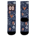 Virginia Cavaliers Socks Personalized Scattered Icons Blue Best Selling