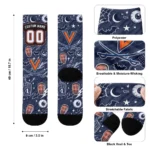 Virginia Cavaliers Socks Personalized Scattered Icons Blue Best Selling