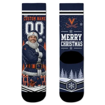 Virginia Cavaliers Socks Personalized Snowy Scene Blue White Best Selling