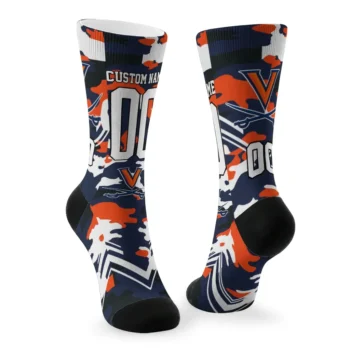 Virginia Cavaliers Socks Personalized Woodland Camo Blue Fashion Forward