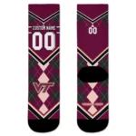 Virginia Tech Hokies Socks Customized Argyle Pattern Maroon Best Selling