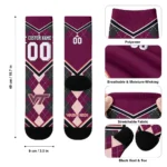 Virginia Tech Hokies Socks Customized Argyle Pattern Maroon Best Selling