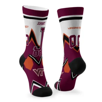 Virginia Tech Hokies Socks Customized Arrow Blocks Maroon Fashion Forward