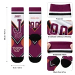 Virginia Tech Hokies Socks Customized Arrow Blocks Maroon Best Selling