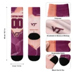 Virginia Tech Hokies Socks Customized Geometric Tech Maroon Best Selling
