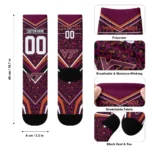 Virginia Tech Hokies Socks Customized Leopard Print Maroon Black Best Selling