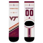 Virginia Tech Hokies Socks Customized Nautical Icons Maroon White Best Selling