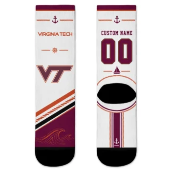 Virginia Tech Hokies Socks Customized Nautical Icons Maroon White Best Selling