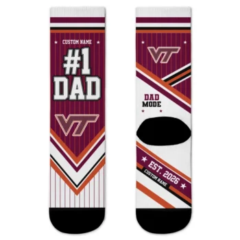 Virginia Tech Hokies Socks Customized Pinstripe Chevron Maroon White Best Selling