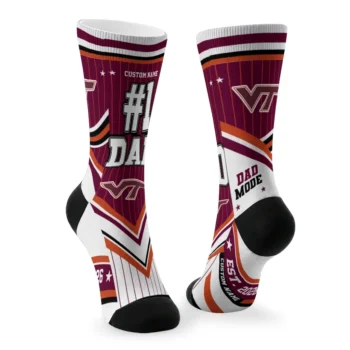 Virginia Tech Hokies Socks Customized Pinstripe Chevron Maroon White Fashion Forward