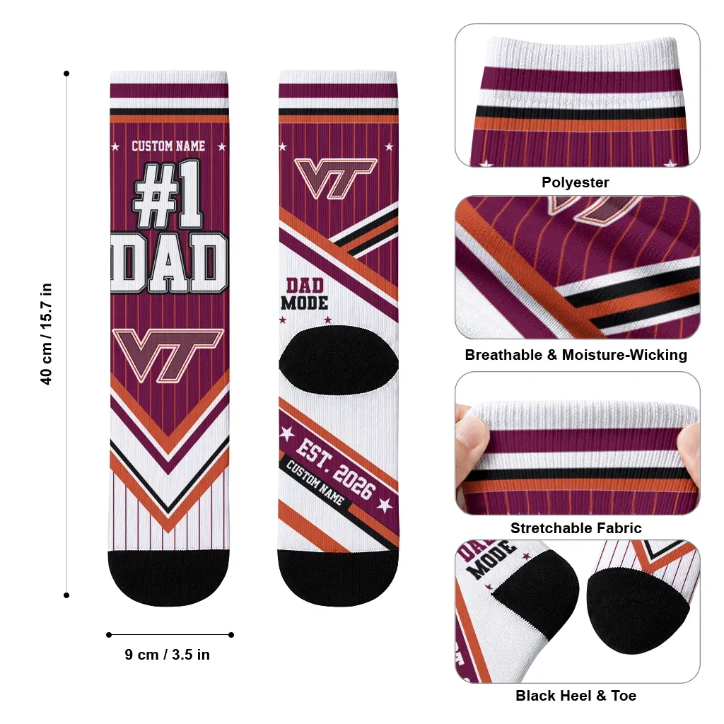 Virginia Tech Hokies Socks Customized Pinstripe Chevron Maroon White High Quality Virginia Tech Hokies Socks Customized Pinstripe Chevron Maroon White High Quality
