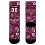 Virginia Tech Hokies Socks Customized Scattered Icons Maroon Best Selling