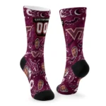 Virginia Tech Hokies Socks Customized Scattered Icons Maroon Best Selling