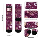 Virginia Tech Hokies Socks Customized Scattered Icons Maroon Best Selling