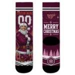 Virginia Tech Hokies Socks Customized Snowy Scene Maroon White Best Selling