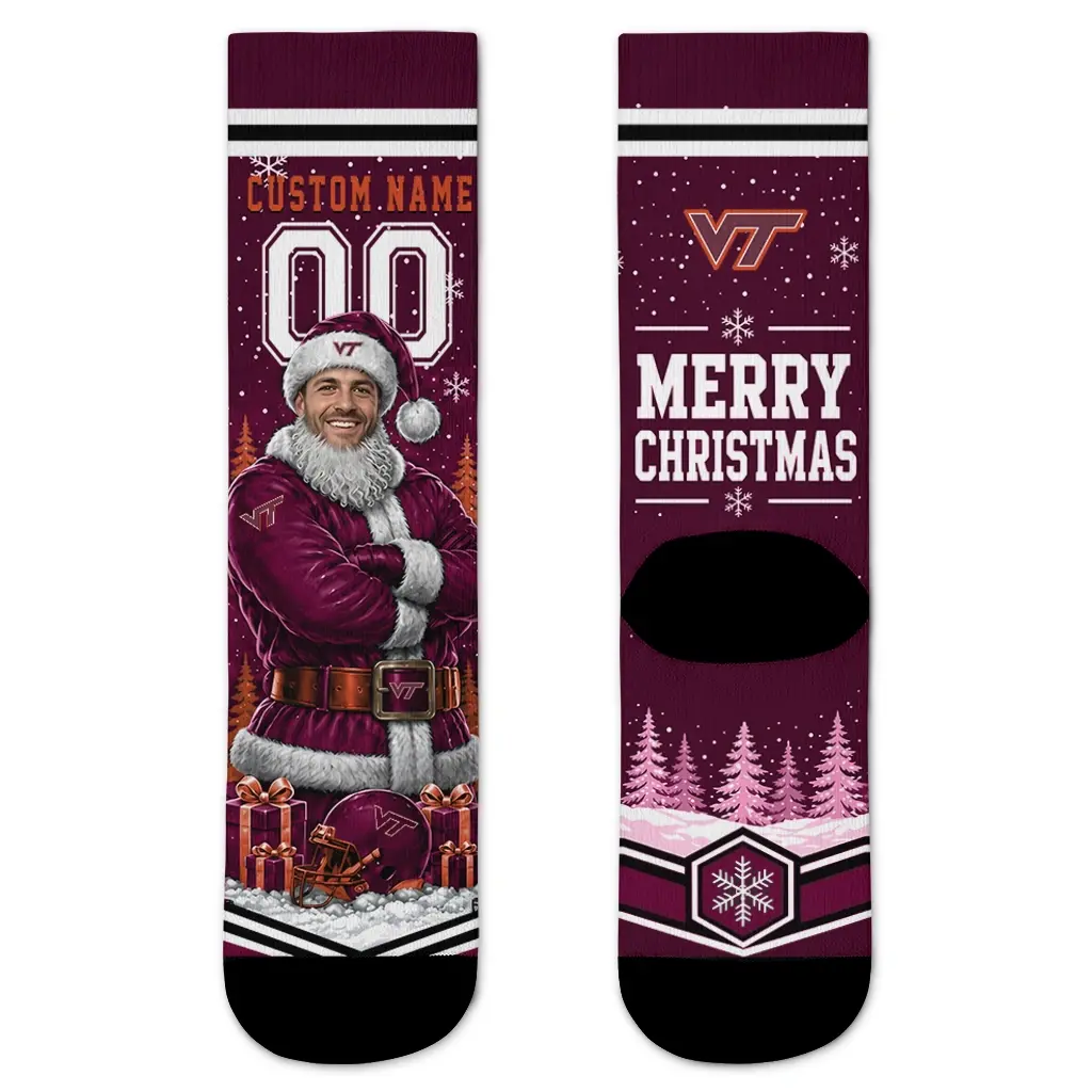 Virginia Tech Hokies Socks Customized Snowy Scene Maroon White Best Selling Virginia Tech Hokies Socks Customized Snowy Scene Maroon White Best Selling