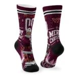 Virginia Tech Hokies Socks Customized Snowy Scene Maroon White Best Selling