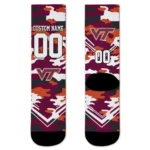 Virginia Tech Hokies Socks Customized Woodland Camo Maroon Best Selling