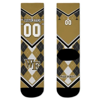Wake Forest Demon Deacons Socks Personalized Argyle Pattern Gold Best Selling