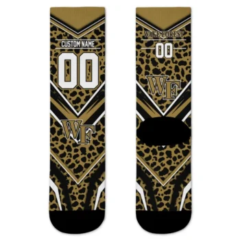 Wake Forest Demon Deacons Socks Personalized Leopard Print Gold Black Best Selling