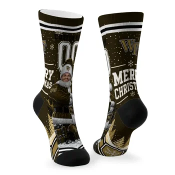 Wake Forest Demon Deacons Socks Personalized Snowy Scene Gold White Fashion Forward