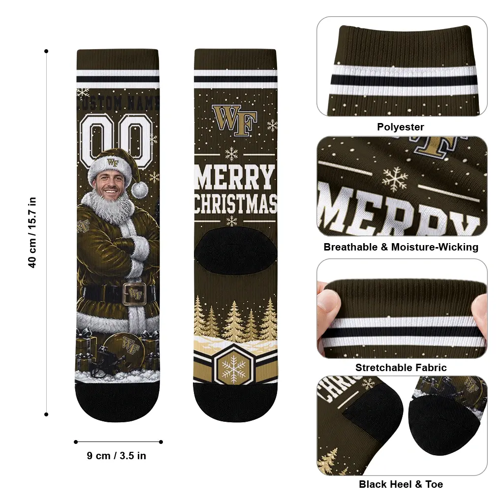 Wake Forest Demon Deacons Socks Personalized Snowy Scene Gold White High Quality Wake Forest Demon Deacons Socks Personalized Snowy Scene Gold White High Quality