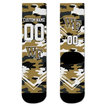 Wake Forest Demon Deacons Socks Personalized Woodland Camo Gold Best Selling