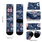 Washington Capitals Socks Custom Scattered Icons Blue Best Selling