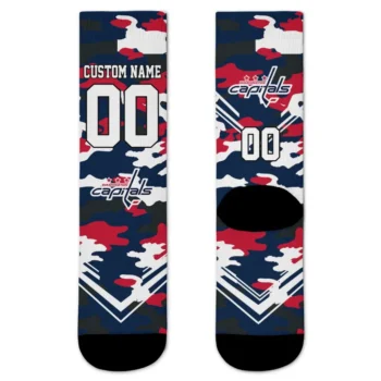 Washington Capitals Socks Custom Woodland Camo Blue Best Selling