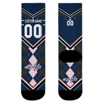 Washington Capitals Socks Customized Argyle Pattern Blue Best Selling