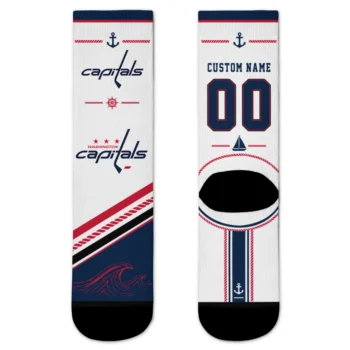 Washington Capitals Socks - Customized Nautical Icons Blue White