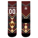 Washington Commanders Socks Custom Argyle Pattern Burgundy Best Selling