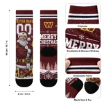 Washington Commanders Socks Custom Snowy Scene Burgundy White Best Selling
