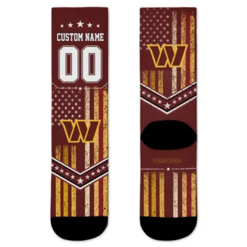 Washington Commanders Socks Custom Star Stripes Burgundy White Best Selling
