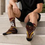Washington Commanders Socks Customized Leopard Print Burgundy Black Best Selling