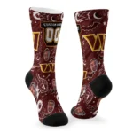 Washington Commanders Socks Personalized Scattered Icons Burgundy Best Selling