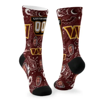 Washington Commanders Socks Personalized Scattered Icons Burgundy Fashion Forward