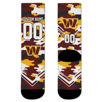 Washington Commanders Socks Personalized Woodland Camo Burgundy Best Selling