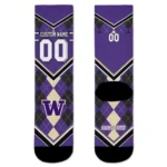 Washington Huskies Socks Personalized Argyle Pattern Purple Best Selling